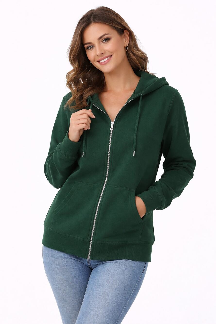 INC International Concepts Womens Large Green Full Zip Hoodie Sweatshirt